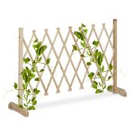 Gard cu zabrele de gradina, extensibil pana la 73 x 180 x 28, lemn de brad, pliabil, pentru plante cataratoare, vita de vie, maro deschis
