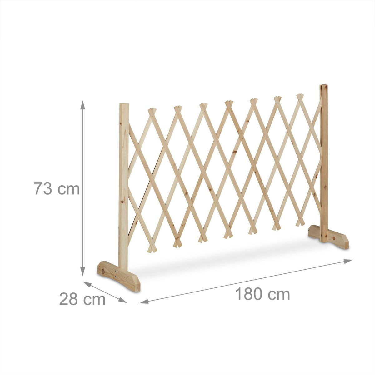 Gard cu zabrele de gradina, extensibil pana la 73 x 180 x 28, lemn de brad, pliabil, pentru plante cataratoare, vita de vie, maro deschis - imagine 4
