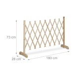 Gard cu zabrele de gradina, extensibil pana la 73 x 180 x 28, lemn de brad, pliabil, pentru plante cataratoare, vita de vie, maro deschis - imagine 4