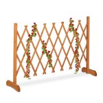 Gard cu zabrele de gradina, extensibil pana la 73 x 180 x 28, lemn de brad, pliabil, pentru plante cataratoare, vita de vie, maro