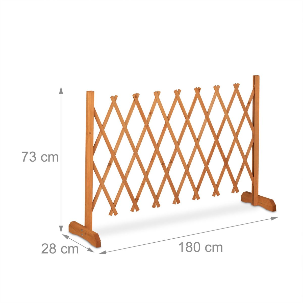Gard cu zabrele de gradina, extensibil pana la 73 x 180 x 28, lemn de brad, pliabil, pentru plante cataratoare, vita de vie, maro - imagine 5