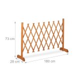 Gard cu zabrele de gradina, extensibil pana la 73 x 180 x 28, lemn de brad, pliabil, pentru plante cataratoare, vita de vie, maro - imagine 5