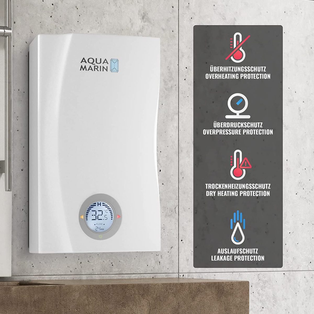 Incalzitor de apa electric, 0,9 L, afisaj digital, 38-60°C, , IPX4, 400 V, functii protectie, alarma eroare, Clasa A - imagine 6