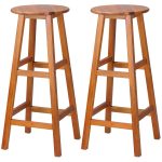 Scaune de bar din lemn,set de 2, stabile si elegante, 34 cm x 34 cm x 76, maro - imagine 2