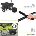 Remorca bicicleta pentru marfuri/ 6 elemente reflectorizante atasate, negru,Juskys - imagine 3