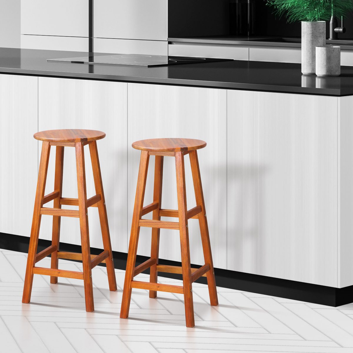 Scaune de bar din lemn,set de 2, stabile si elegante, 34 cm x 34 cm x 76, maro - imagine 11