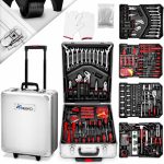Trusa de scule universala ''Do it yourself'' Tresko®, 949 piese, crom-vanadiu, troler cu roti, silver
