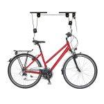 Suport bicicleta pentru tavan cu scripete, maxim 20 kg, negru, Relaxdays