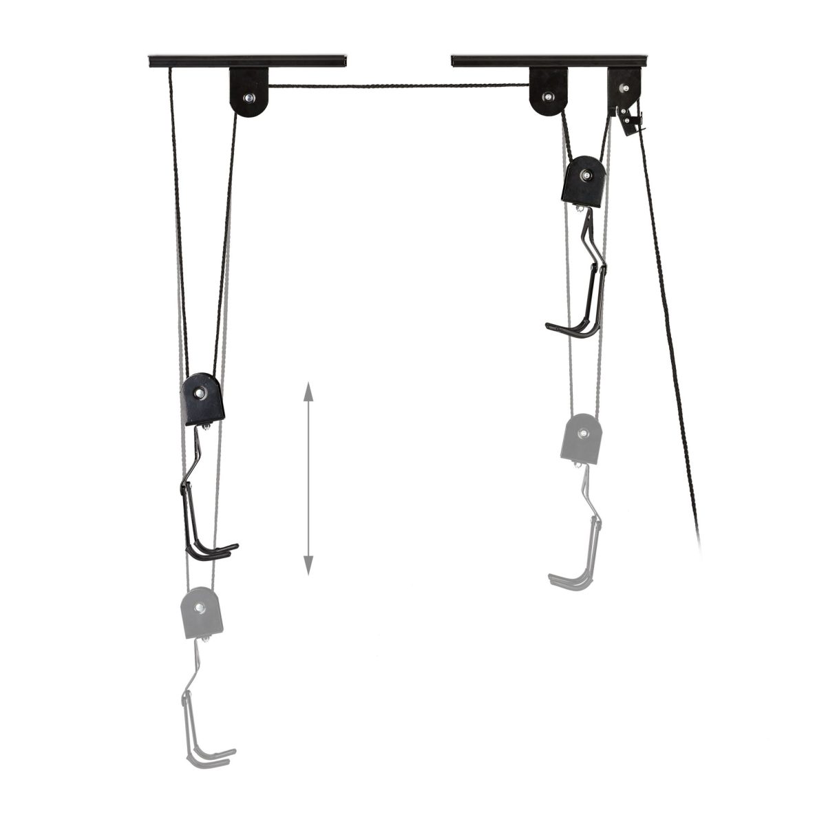Suport bicicleta pentru tavan cu scripete, maxim 20 kg, negru, Relaxdays - imagine 6