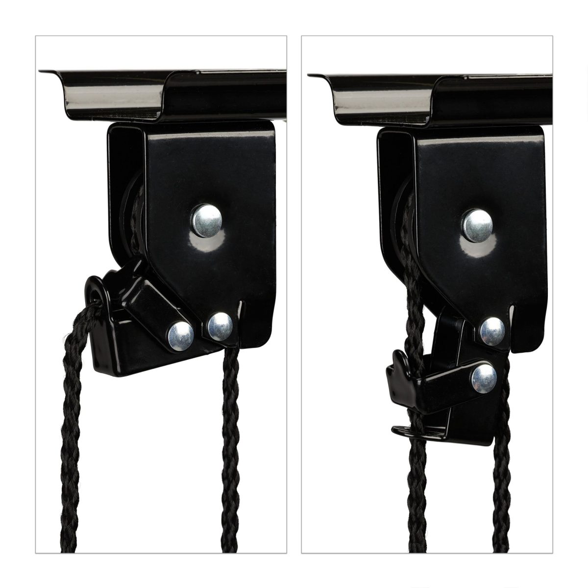Suport bicicleta pentru tavan cu scripete, maxim 20 kg, negru, Relaxdays - imagine 7