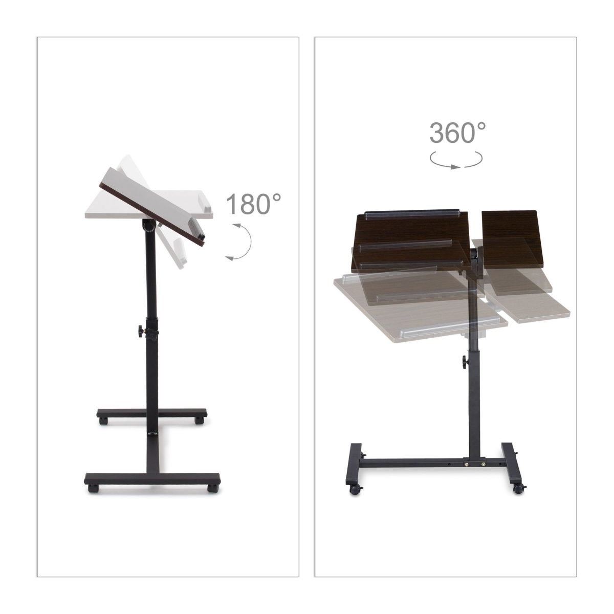 Stand laptop ajustabil, Relaxdays, maro inchis/negru, 60 x 40 cm - imagine 5