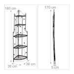 Raft metalic pentru flori, 5 trepte, interior/exterior, pliabil, negru, 160 x 36 x 36 cm - imagine 3