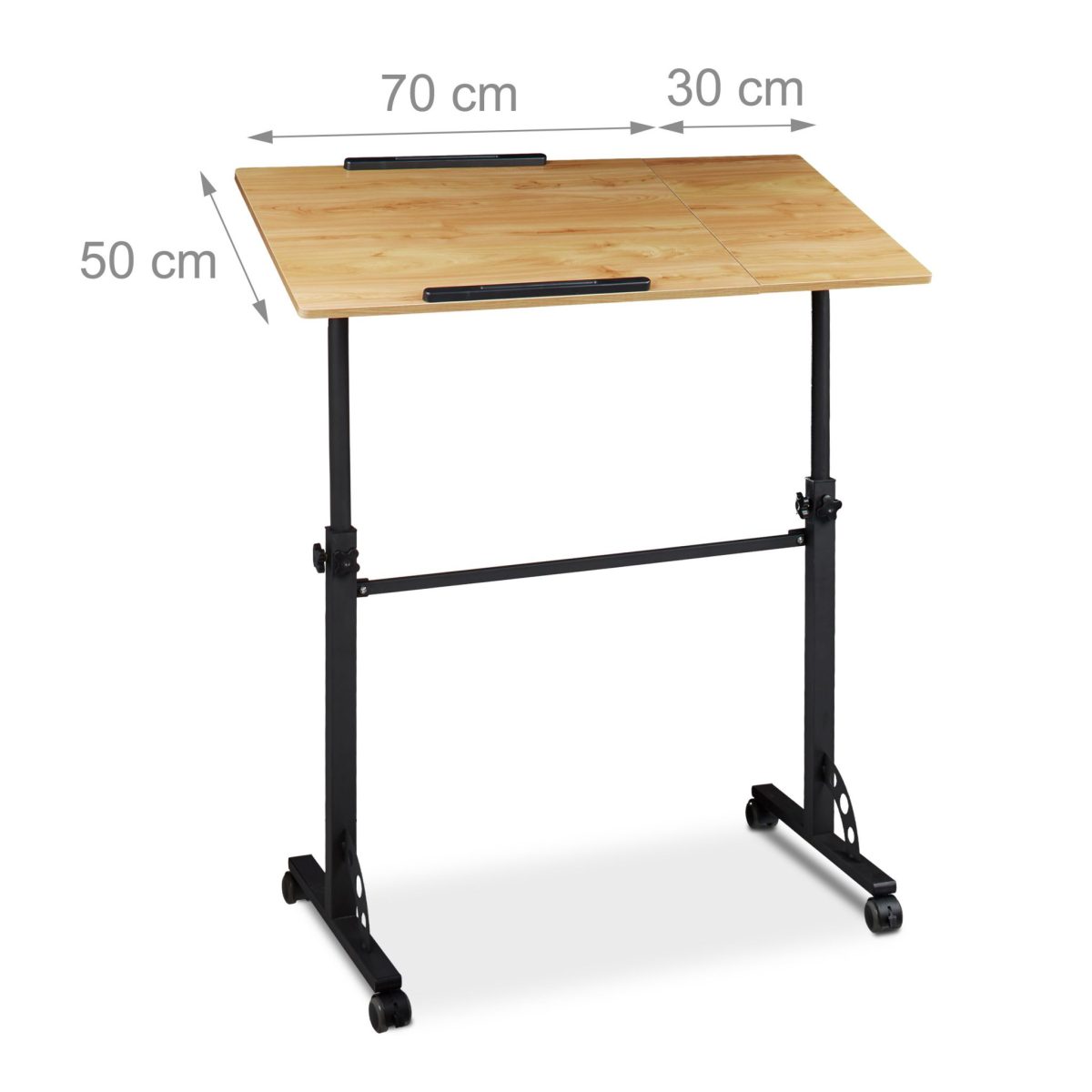 Masa stand laptop multifunctionala, tip birou, inaltime reglabila 80-110 cm, blat din MDF, natur, 100 x 50 cm - imagine 4
