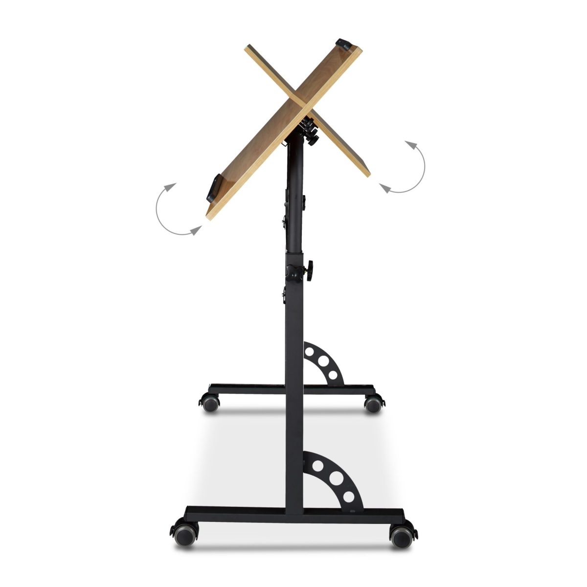 Masa stand laptop multifunctionala, tip birou, inaltime reglabila 80-110 cm, blat din MDF, natur, 100 x 50 cm - imagine 6