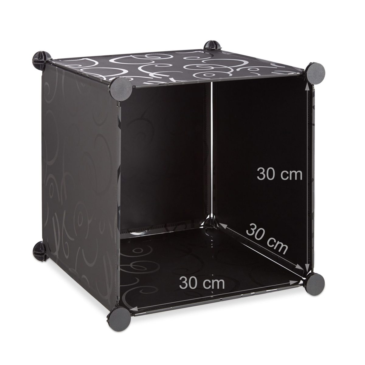Raft pentru depozitare tip cub cu 9 compartimente, RelaxDays, plastic, negru, 95.5 x 95.5 x 32 cm - imagine 4