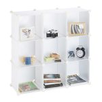 Raft pentru depozitare tip cub cu 9 compartimente, RelaxDays, plastic, alb, 95.5 x 95.5 x 32 cm