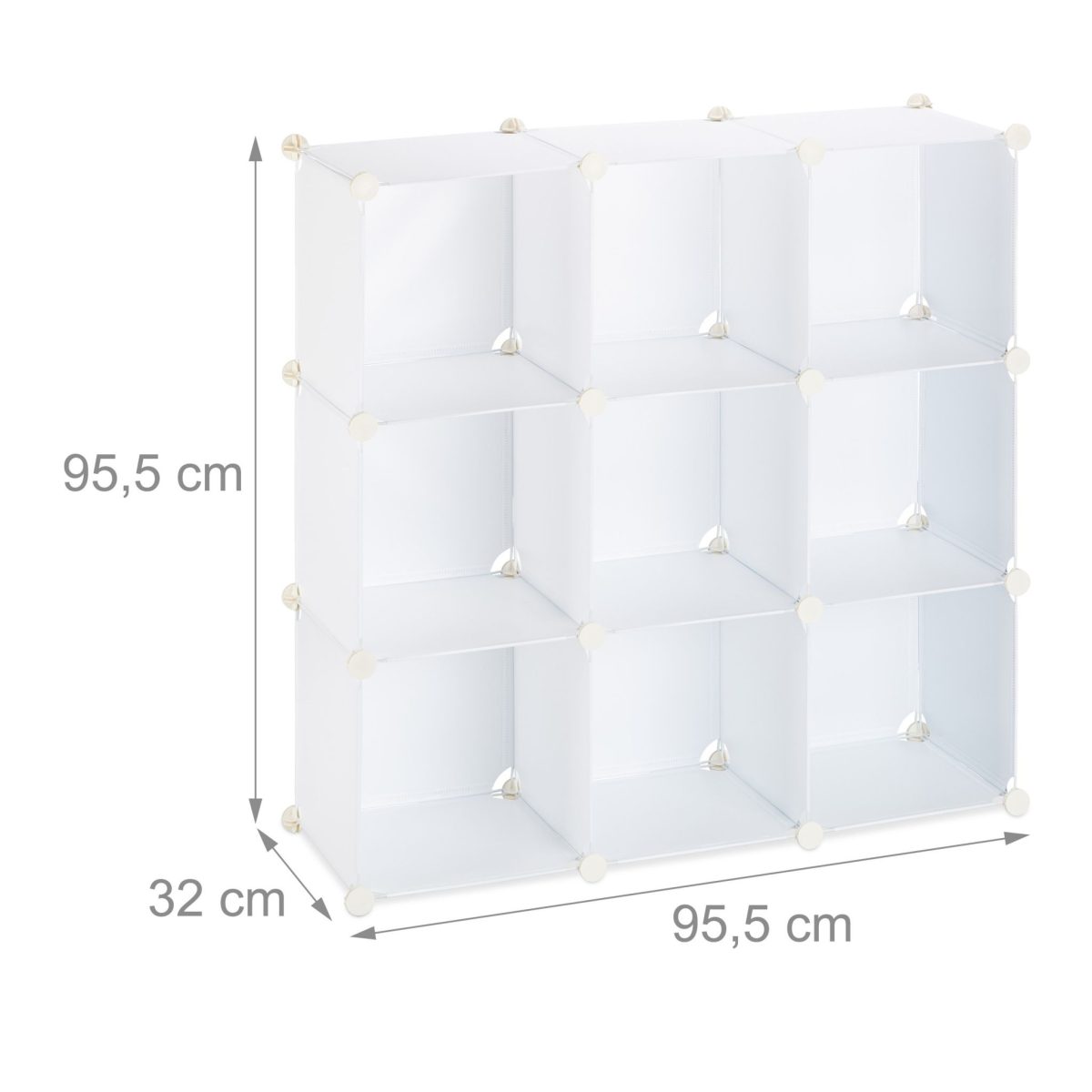 Raft pentru depozitare tip cub cu 9 compartimente, RelaxDays, plastic, alb, 95.5 x 95.5 x 32 cm - imagine 3