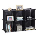 Raft pentru depozitare tip cub cu 6 compartimente, RelaxDays, plastic, negru, 65 x 96 x 32 cm