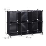 Raft pentru depozitare tip cub cu 6 compartimente, RelaxDays, plastic, negru, 65 x 96 x 32 cm - imagine 4