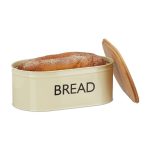Cutie retro pentru paine Relaxdays, metal, bambus, 36x20x14 cm