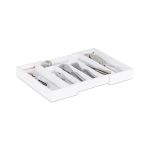 Suport pentru tacamuri, RelaxDays, din bambus, extensibil, alb, 5.5 x 48.5 x 37 cm