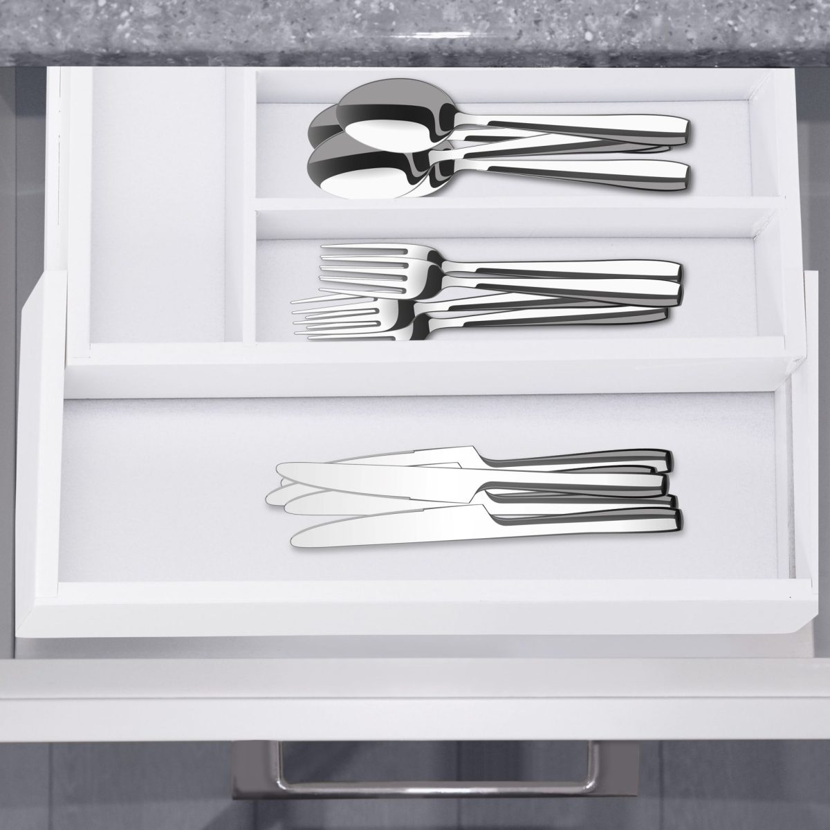 Suport pentru tacamuri, RelaxDays, din bambus, extensibil, alb, 5.5 x 48.5 x 37 cm - imagine 2