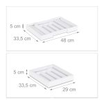 Suport pentru tacamuri, RelaxDays, din bambus, extensibil, alb, 5.5 x 48.5 x 37 cm - imagine 4