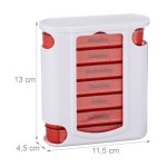 Cutie pastile, organizator medicamente saptamanal Relaxdays, recipiente detasabile cu 4 compartimente, alb/rosu 13 x 11.5 x 4.5 cm - imagine 2