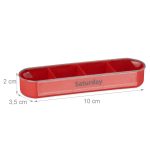 Cutie pastile, organizator medicamente saptamanal Relaxdays, recipiente detasabile cu 4 compartimente, alb/rosu 13 x 11.5 x 4.5 cm - imagine 3