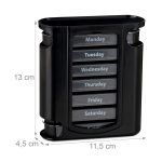 Cutie pastile, organizator medicamente saptamanal Relaxdays, recipiente detasabile cu 4 compartimente, alb/negru, 13 x 11.5 x 4.5 cm - imagine 7