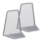 Set 2 suporturi pentru carti Relaxdays, gri, 14.5 x 12.5 x 9 cm