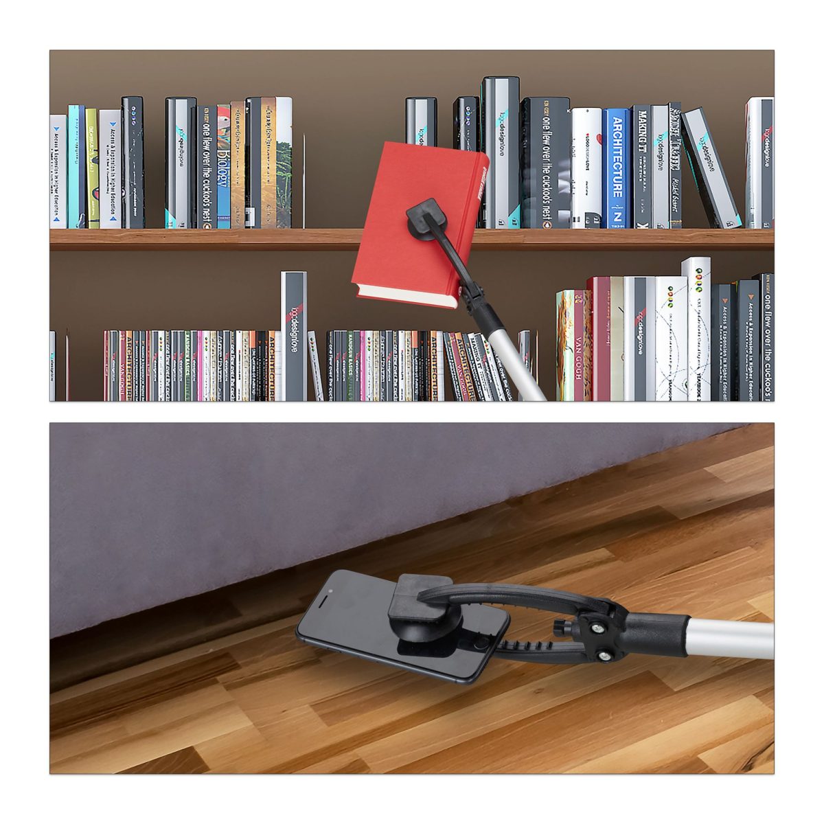 Cleste/Brat universal de prindere, extensibil pana la 88 cm, aluminiu, gri/negru - imagine 2