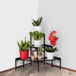 Raft metalic pentru flori, 3 trepte, interior/exterior, negru, 62 x 83 x 57 cm - imagine 5