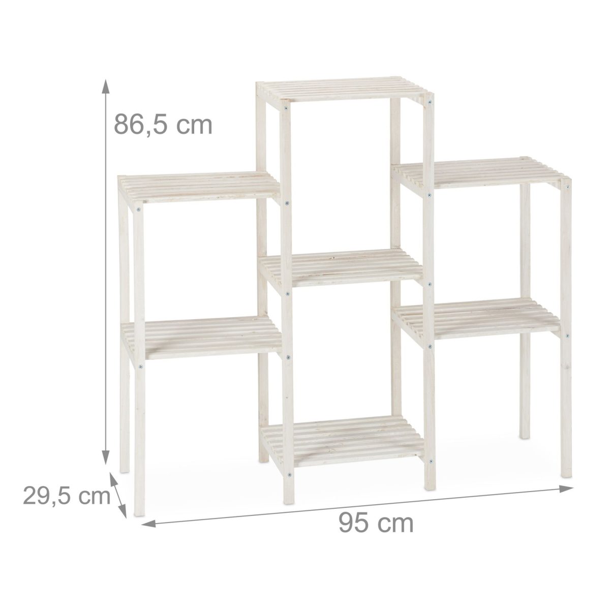 Stand de flori din lemn cu 6 etajere, alb, 86,5 x 95 x 29,5 cm - imagine 4