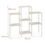 Stand de flori din lemn cu 6 etajere, alb, 86,5 x 95 x 29,5 cm - imagine 4