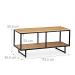 Comoda TV Relaxdays, tip industrial, cadru metalic negru, blat MDF, natur, 50.5 x 110.5 x 45.5 cm - imagine 4