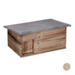 Casuta pentru arici - Cu usa, podea, intrare labirint si acoperis impermeabil, 21 x 46 x 34 cm