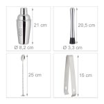 Set cocktail profesional Relaxdays, din inox, suport din bambus, 11 piese - imagine 4