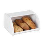 Cutie pentru paine Relaxdays, metal, alb, 26x21x13.5 cm