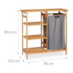 Raft organizare si cos rufe 50 l, Relaxdays, 5 compartimente, bambus, natur, 80.5 x 80 x 33.5 cm - imagine 7