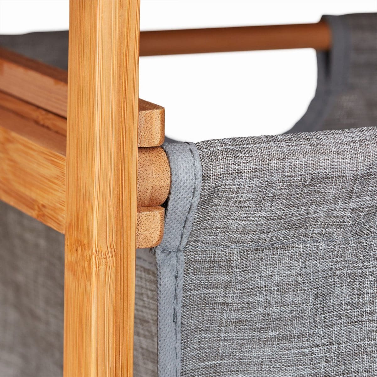 Raft organizare si cos rufe 50 l, Relaxdays, 5 compartimente, bambus, natur, 80.5 x 80 x 33.5 cm - imagine 2