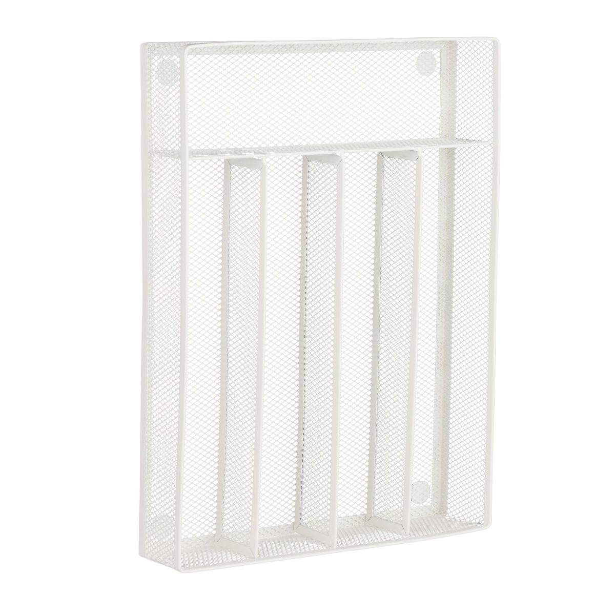 Suport tacamuri Relaxdays, din metal, 5 compartimente, alb, 5.5 x 23.5 x 32 cm - imagine 9