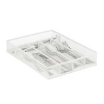 Suport tacamuri Relaxdays, din metal, 5 compartimente, alb, 5.5 x 23.5 x 32 cm