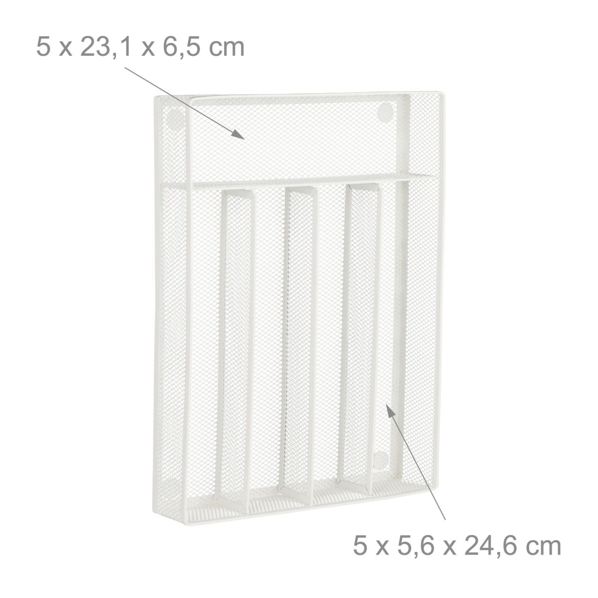 Suport tacamuri Relaxdays, din metal, 5 compartimente, alb, 5.5 x 23.5 x 32 cm - imagine 6
