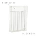 Suport tacamuri Relaxdays, din metal, 5 compartimente, alb, 5.5 x 23.5 x 32 cm - imagine 6