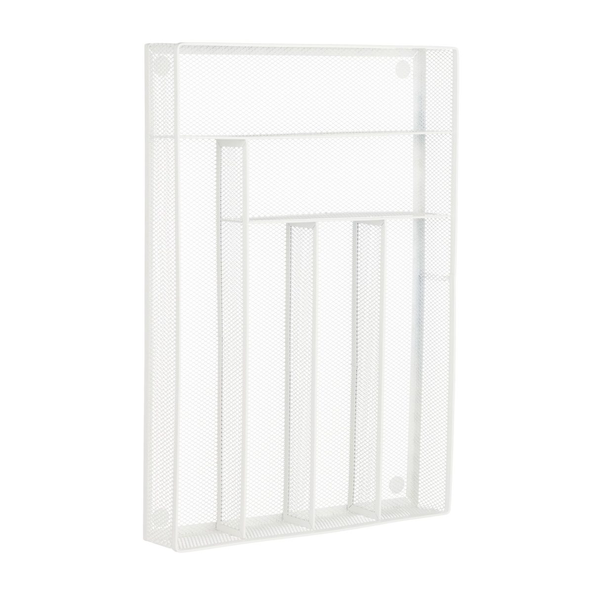 Suport tacamuri Relaxdays, din metal, 6 compartimente, alb, 5.5 x 29 x 41 cm - imagine 9