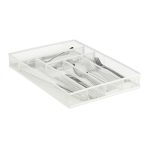 Suport tacamuri Relaxdays, din metal, 6 compartimente, alb, 5.5 x 29 x 41 cm