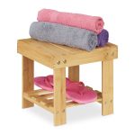 Scaun din bambus, 24,5x25x27 cm, sarcina maxima 100 kg, Relaxdays