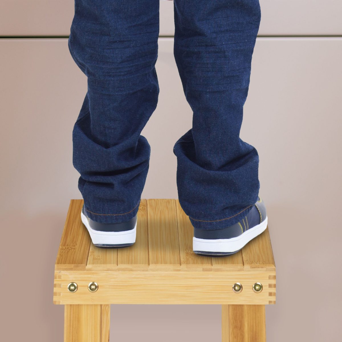 Scaun din bambus, 24,5x25x27 cm, sarcina maxima 100 kg, Relaxdays - imagine 4