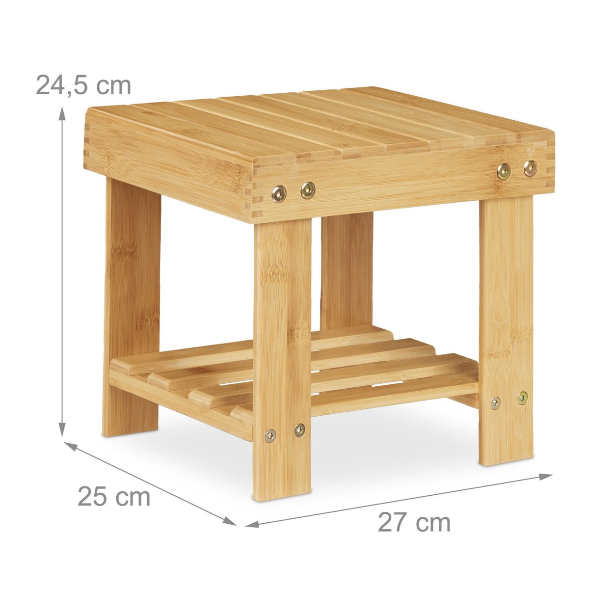 Scaun din bambus, 24,5x25x27 cm, sarcina maxima 100 kg, Relaxdays - imagine 3